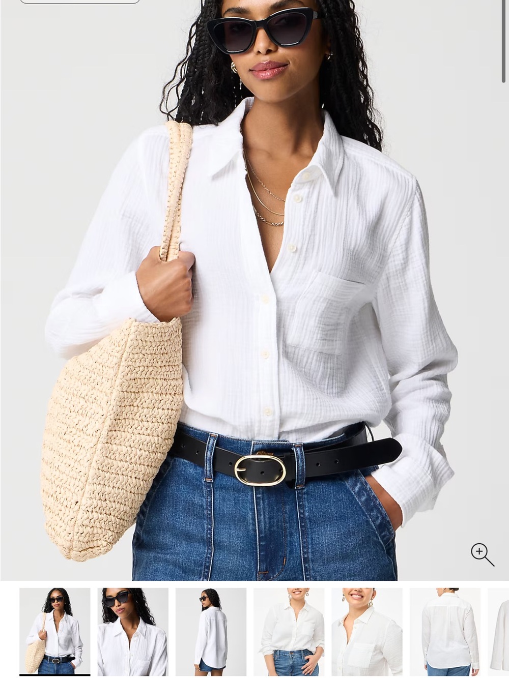 J. Crew White Gauze Button-Up Shirt
